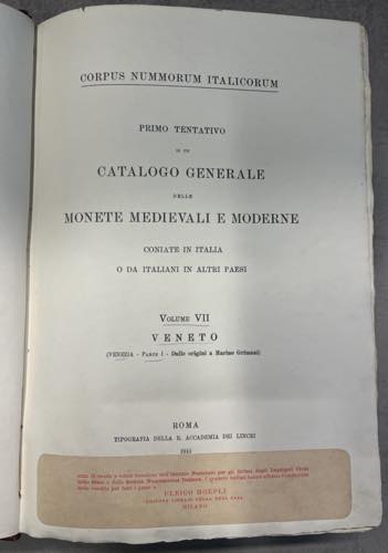Corpus Nummorum Italicorum, vol. ... 