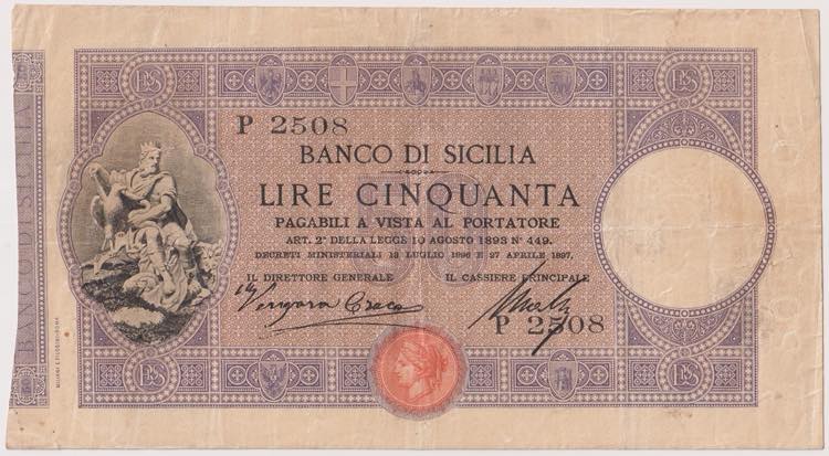 Banco di Sicilia - 50 Lire 2° ... 