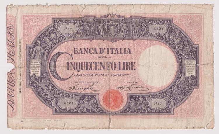 Banca d Italia - 500 Lire Matrice ... 