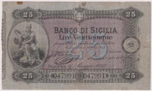 Banco di Sicilia - 25 Lire 1° ... 